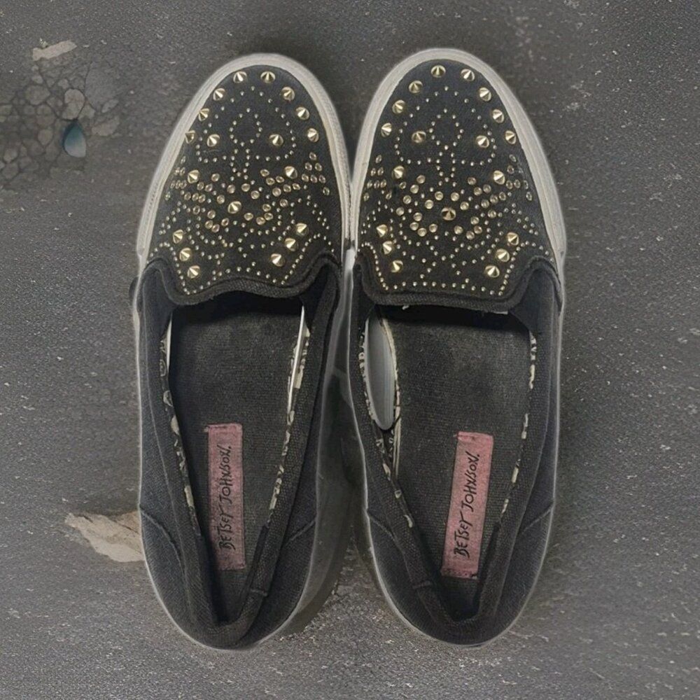 Betsey Johnson Aime Studded Canvas  Sneakers Shoes Women's Sz 8 - Picture 4 of 7